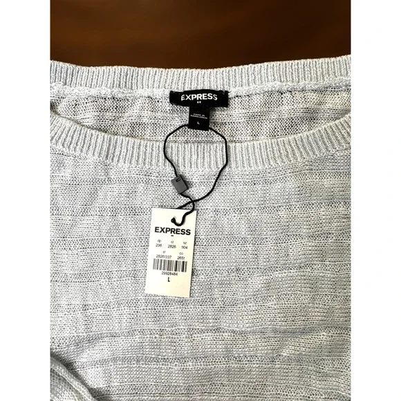 Express Womens Sweater Size L Long Sleeve Knit Pullover Top Blue NWT - Picture 2 of 4